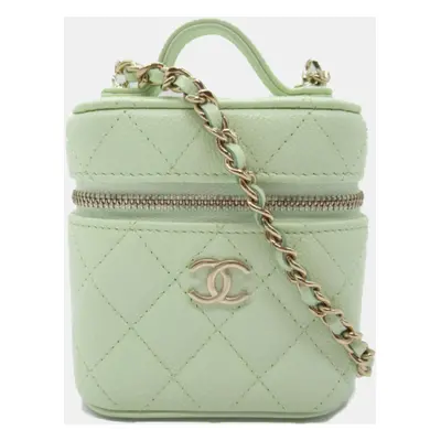 Chanel Green Light Caviar Skin (Grained Calf) Vanity Chain Shoulder Bag