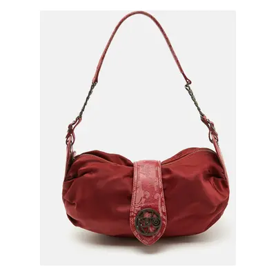 Kenzo Red Nylon and Leather Flap Shoulder Bag