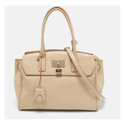 DKNY Cream Leather Padlock Tote