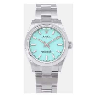 Rolex Blue Stainless Steel Oyster Perpetual Automatic Women's Wristwatch mm