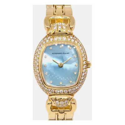 Audemars Piguet Blue 18k Yellow Gold Audemarine Quartz Women's Wristwatch mm