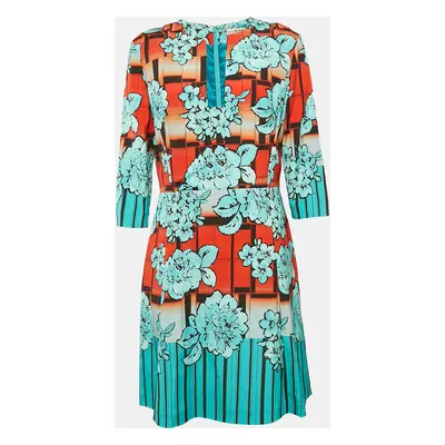 Etro Multicolor/Light Blue Printed Crepe Mini Dress