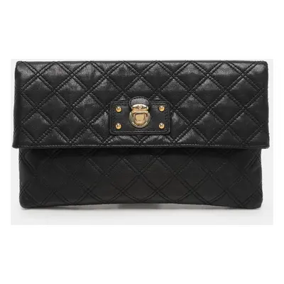 Marc Jacobs Black Quilted Leather Eugenie Clutch