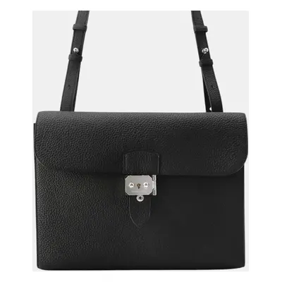 Hermes Black Togo Leather Sac A Depeches Messenger Bag