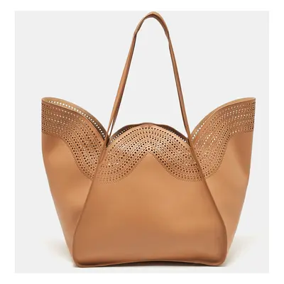 Alaia Brown Vienne Laser Cut Leather Lili Tote