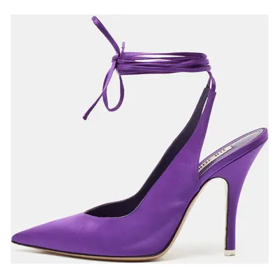 The Attico Purple Satin Venus Ankle Wrap Pumps Size