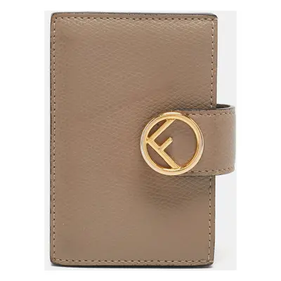 Fendi Beige Leather FF Accordion Card Case