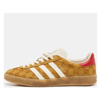 Adidas x Gucci Red/Brown GG Canvas Gazelle Low Top Sneakers Size 39.5