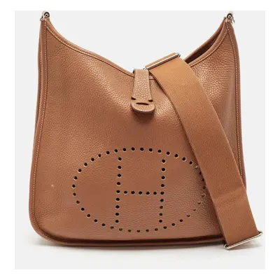 Hermes Gold Taurillon Clemence Leather Evelyne III GM Bag