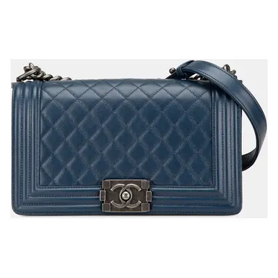 Chanel Blue Medium Caviar Boy Flap