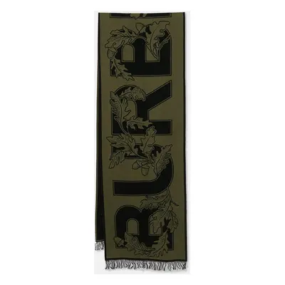 Burberry Fern Green Logo Oak Leaf Wool Football Scarf