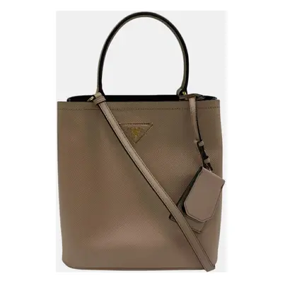 Prada Beige Saffiano Leather Cuir Panier Handbag