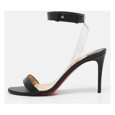 Christian Louboutin Black Leather And PVC Jonatina Ankle Strap Sandals Size