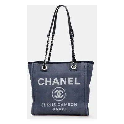 Chanel Blue Mini Canvas Deauville Shopping Tote