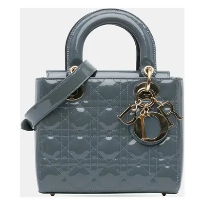 Dior Blue Small Patent Cannage Lady Dior