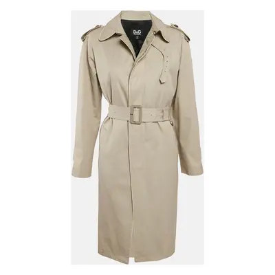 D&G Beige Cotton Belted Mid-Length Coat