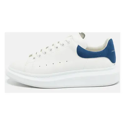 Alexander McQueen White/Blue Leather and Suede Oversized Lace Up Sneakers Size 44.5