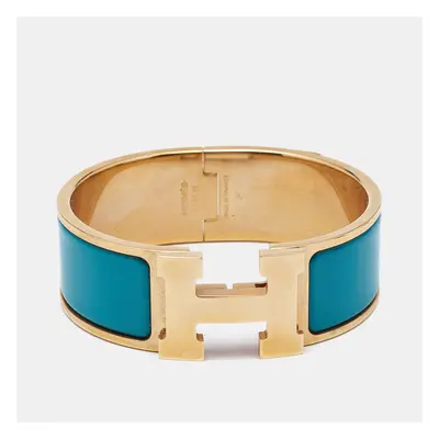 Hermès Clic Clac H Blue Enamel Rose Gold Plated Bracelet