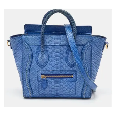 Celine Blue Python Nano Luggage Tote