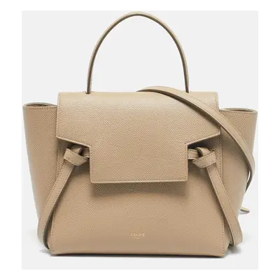 Celine Beige Leather Nano Belt Top Handle Bag