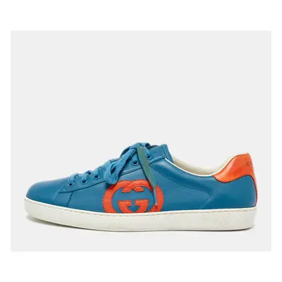 Gucci Blue/Orange Leather Low Top Sneakers Size 44.5