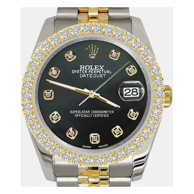 Rolex datejust 3.05ct diamond bezel black mop dial jubilee Wristwatch