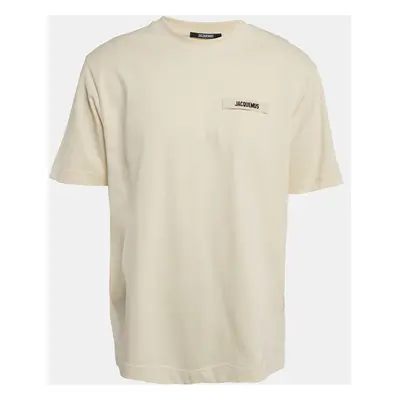 Jacquemus Cream Cotton Crew Neck Gros Grain T-Shirt