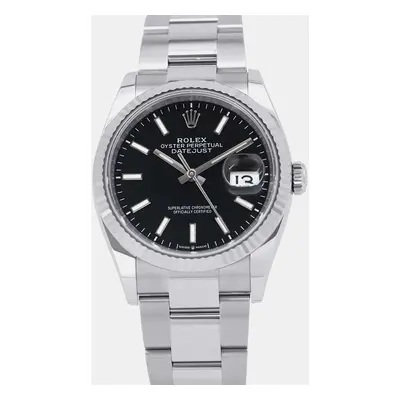 Rolex Black Stainless Steel Datejust Automatic Men's Wristwatch mm