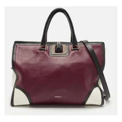 Furla Tricolor Leather Triple Compartment Tote