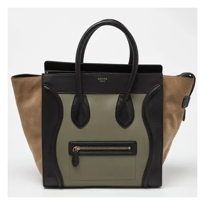 Celine Tricolor Leather and Suede Mini Luggage Tote