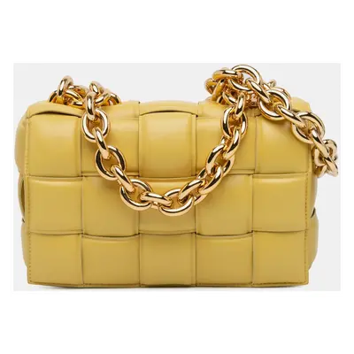 Bottega Veneta Yellow Nappa Intrecciato Padded Chain Cassette Satchel