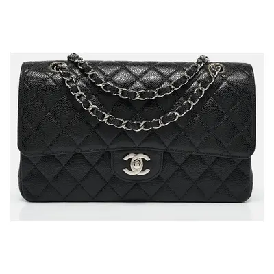 Chanel Black Quilted Caviar Leather Medium Classic Double Flap Bag