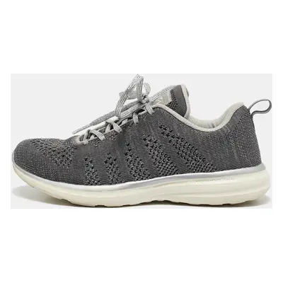 APL Silver/Grey Knit Fabric Runner Lace Up Sneakers Size