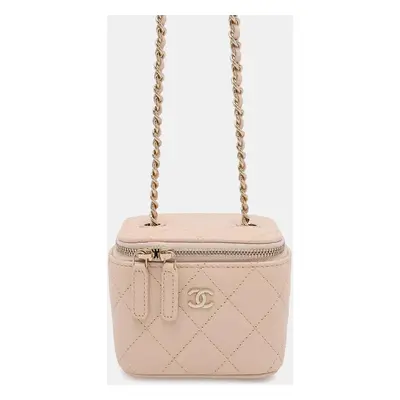 Chanel Caviar Leather Small Matelasse Vanity with Chain Shoulder Bag