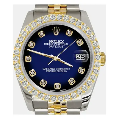 Rolex datejust 3.05ct diamond bezel blue vignette dial jubilee Wristwatch