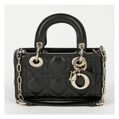 Dior Micro Black Lambskin Lady D-Joy Tote and Shoulder Bag