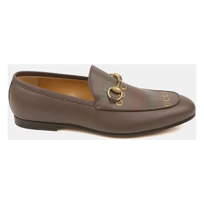 Gucci Brown Leather Logo Loafers Size