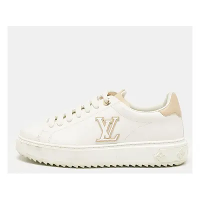 Louis Vuitton White/Beige Leather Time Out Sneakers Size