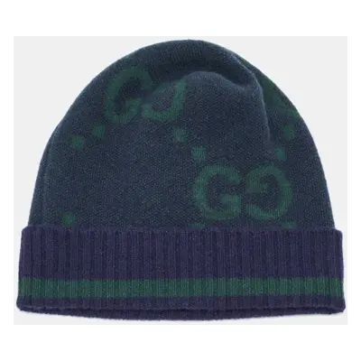 Gucci Navy Blue GG Cashmere Knit Beanie Hat