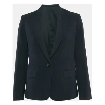 Theory Black Navy Blue Wool Single Breasted Blazer