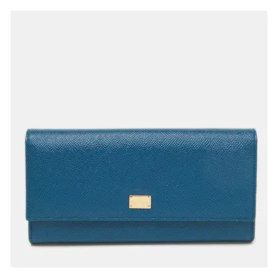 Dolce & Gabbana Blue Leather Flap Continental Wallet