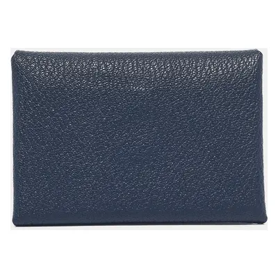 Hermès Bleu Encre Chevre Leather Calvi Duo Card Holder