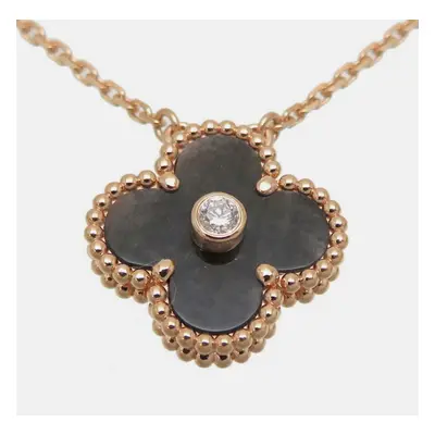 Van Cleef & Arpels 18K Rose Gold Holiday Limited Edition Vintage Alhambra Pendant Necklace