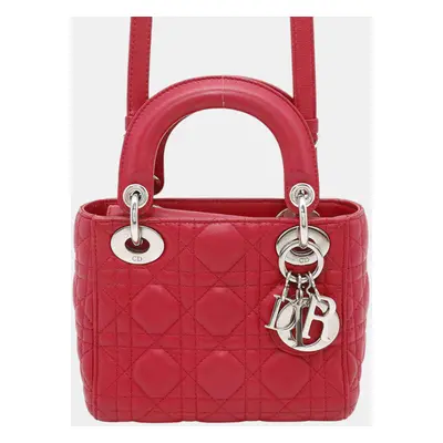 Dior Lady Dior Canage Handbag Red Leather