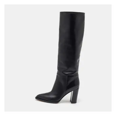 Gianvito Rossi Black Leather Knee Length Boots Size