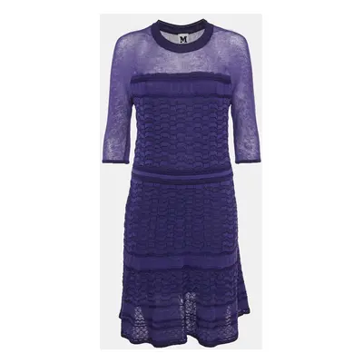 M Missoni Purple Patterned Knit Short Dress