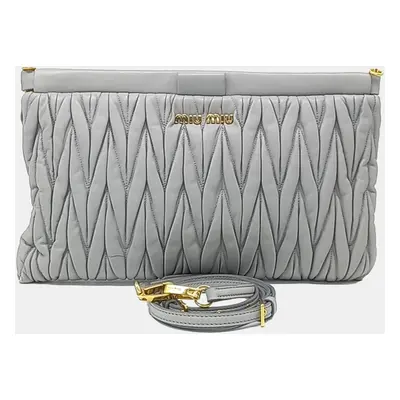 Miu Miu Grey Leather Matrace clutch and crossbody bag