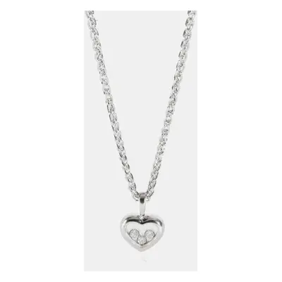 Chopard 18K White Gold and Diamond Happy Diamonds Icon Pendant Necklace