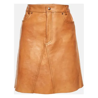 Gucci Brown Leather A-Line Skirt