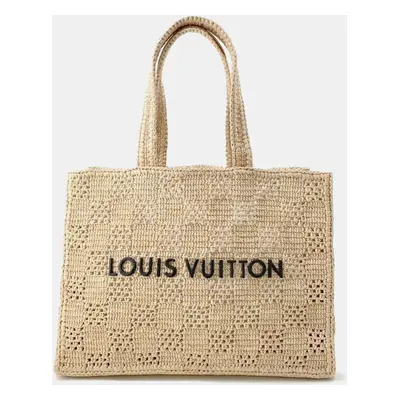 Louis Vuitton Damier Raffia Summer Shopper MM Tote Bag